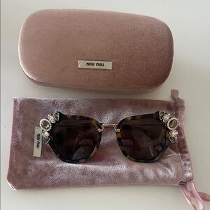 Miu Miu Tortoise Sunglasses with Jewel Details
